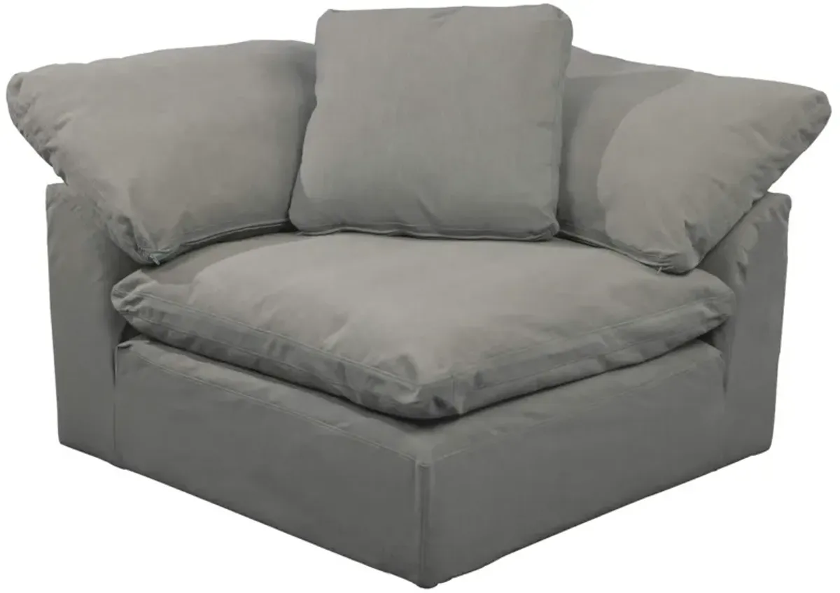 Sunset Trading Contemporary Puff Collection 44 Square Slipcovered Modular Chair, Performance Fabric Washable Water-Resistant Stain-Proof, Deep-Seating Down-Filled Sofa Sectional Corner Wedge Accent Armchair, Gray