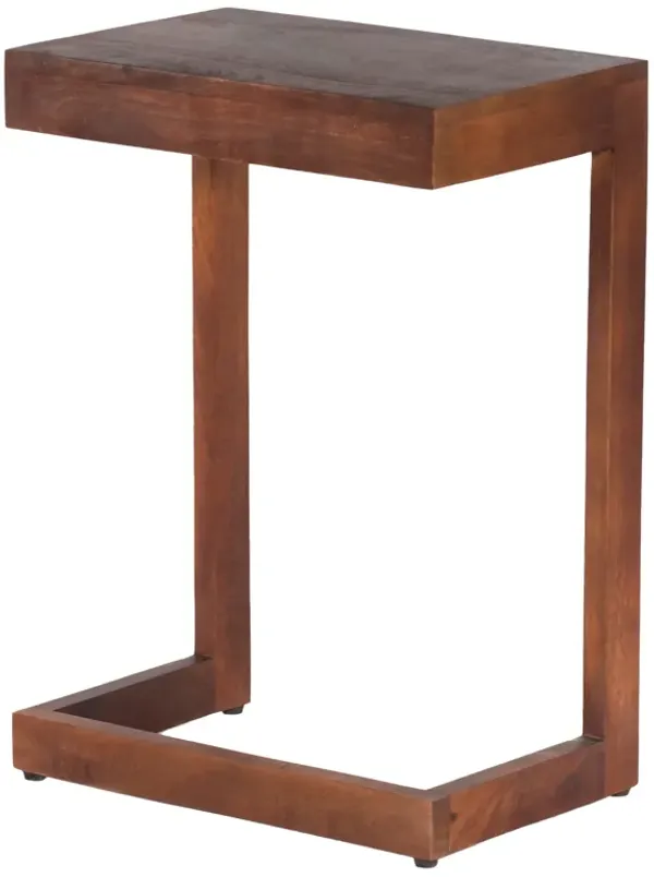 26 Inch Handcrafted Mango Wood Side End Table, Open Design Base, Dark Brown-Benzara