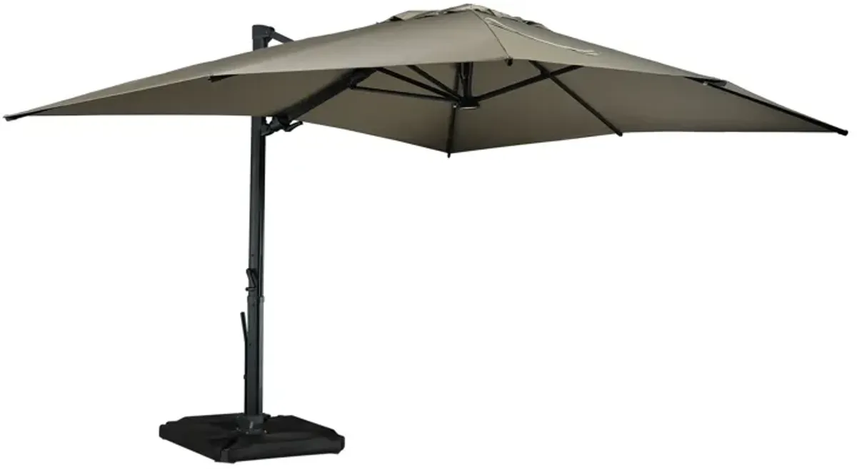 10x13 ft. 360° Rotation Cantilever Patio Umbrella with BaseandLED Light in Taupe