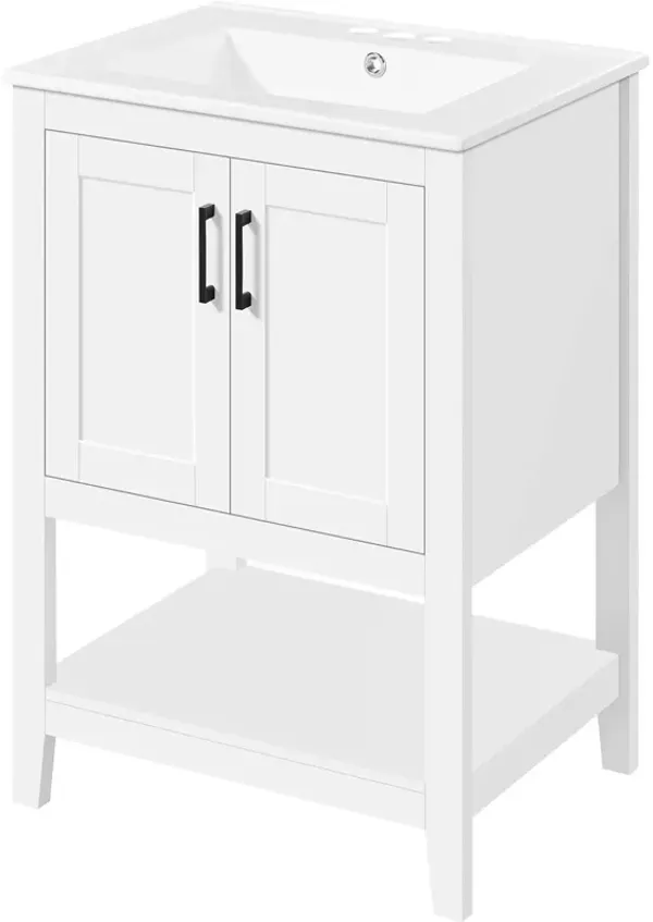 Modern Wood Bathroom Vanity with Ceramic Sink for Stylish Home Decor
