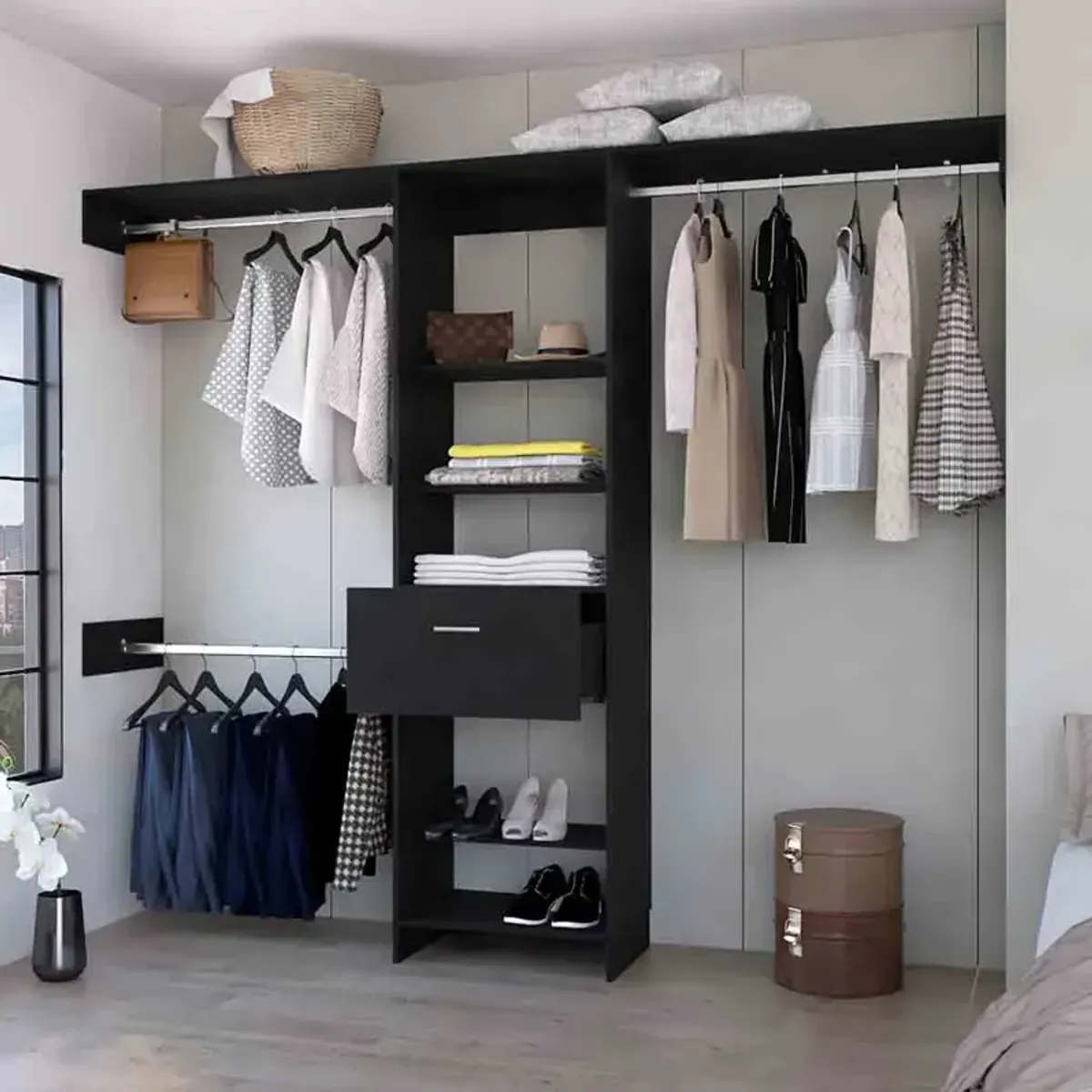 250 Closet System British, Bedroom, Black