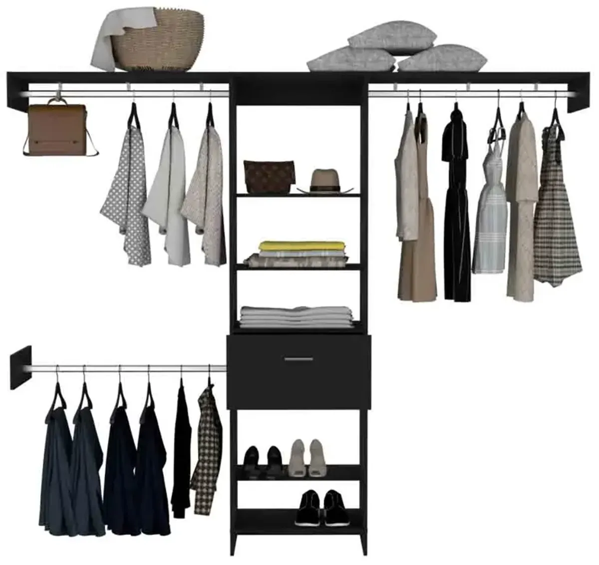 250 Closet System British, Bedroom, Black