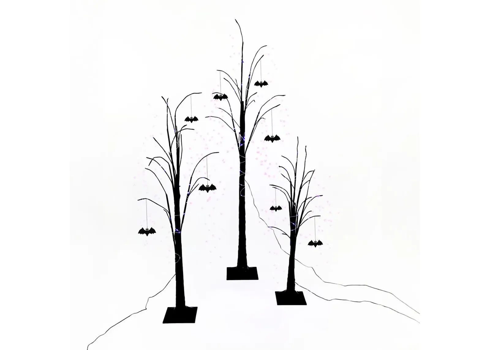 Haunted Hill Farm HHF Set of 3 Porch Trees, 36,48,60H with LED Rice