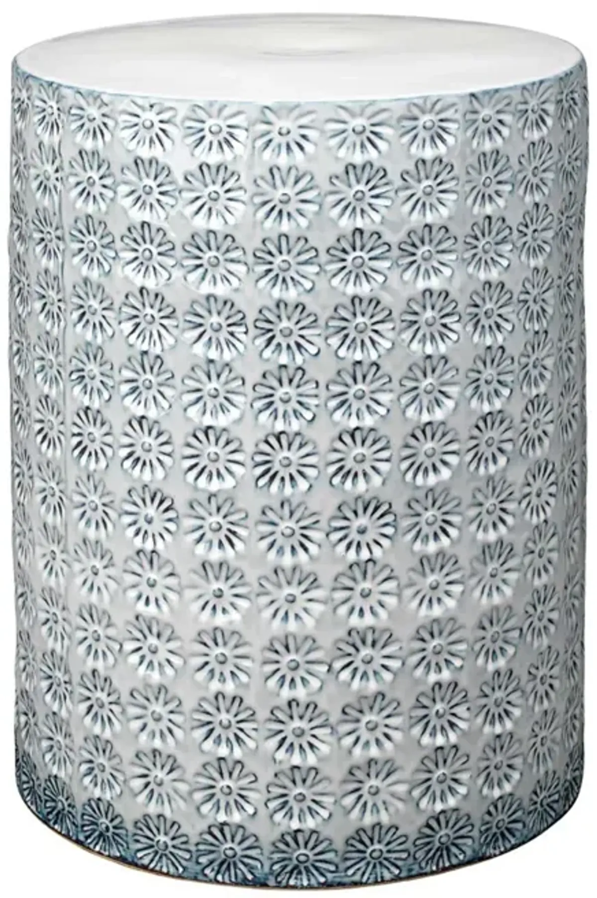 17.5" Blue and Gray Round Contemporary Wildflower Side Table