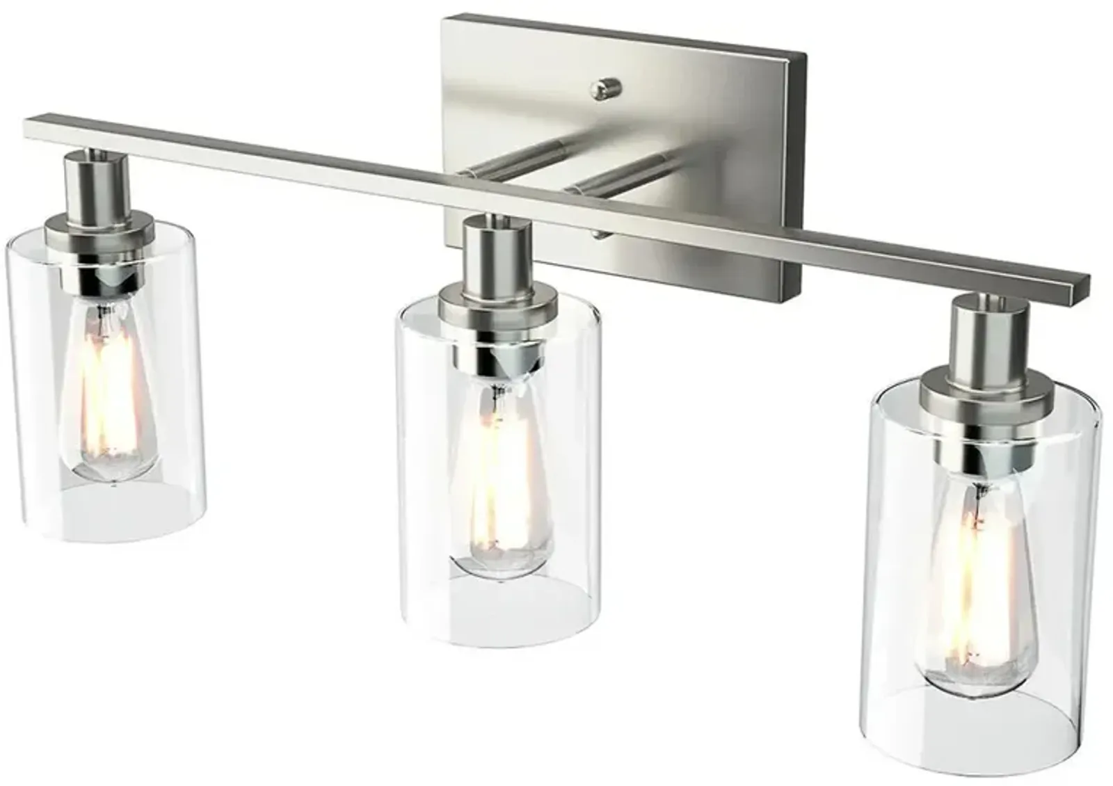 3-Light Modern Bathroom Wall Sconce with Clear Glass Shade