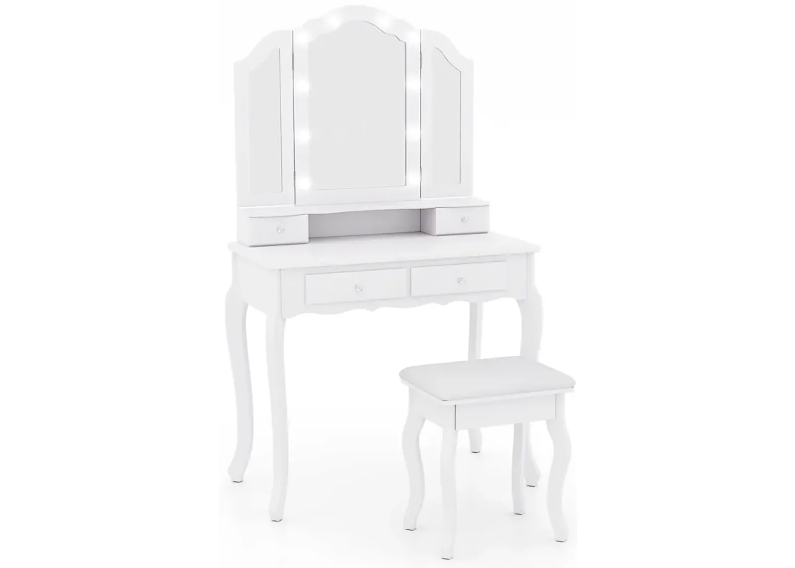 Makeup Vanity Table Set with Lighted Mirror and Drawers