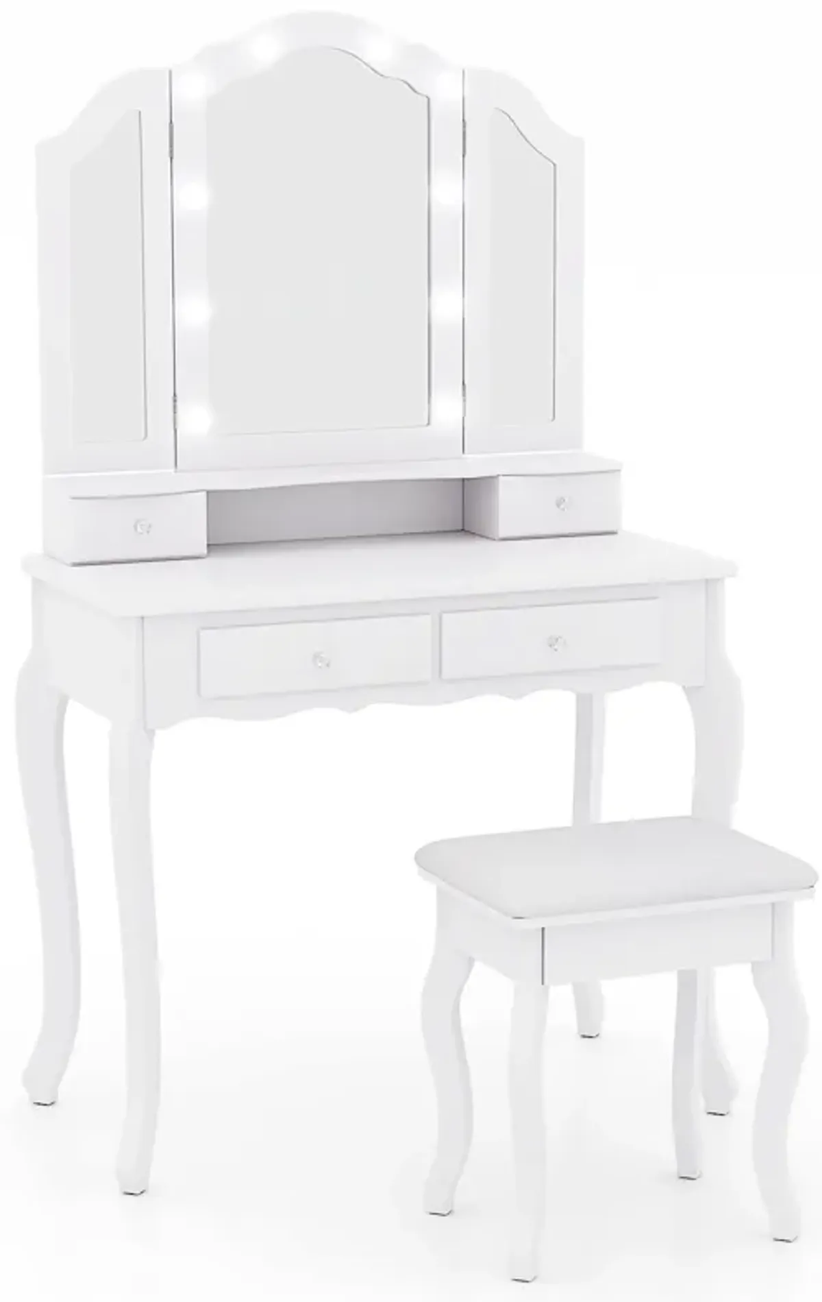 Makeup Vanity Table Set with Lighted Mirror and Drawers