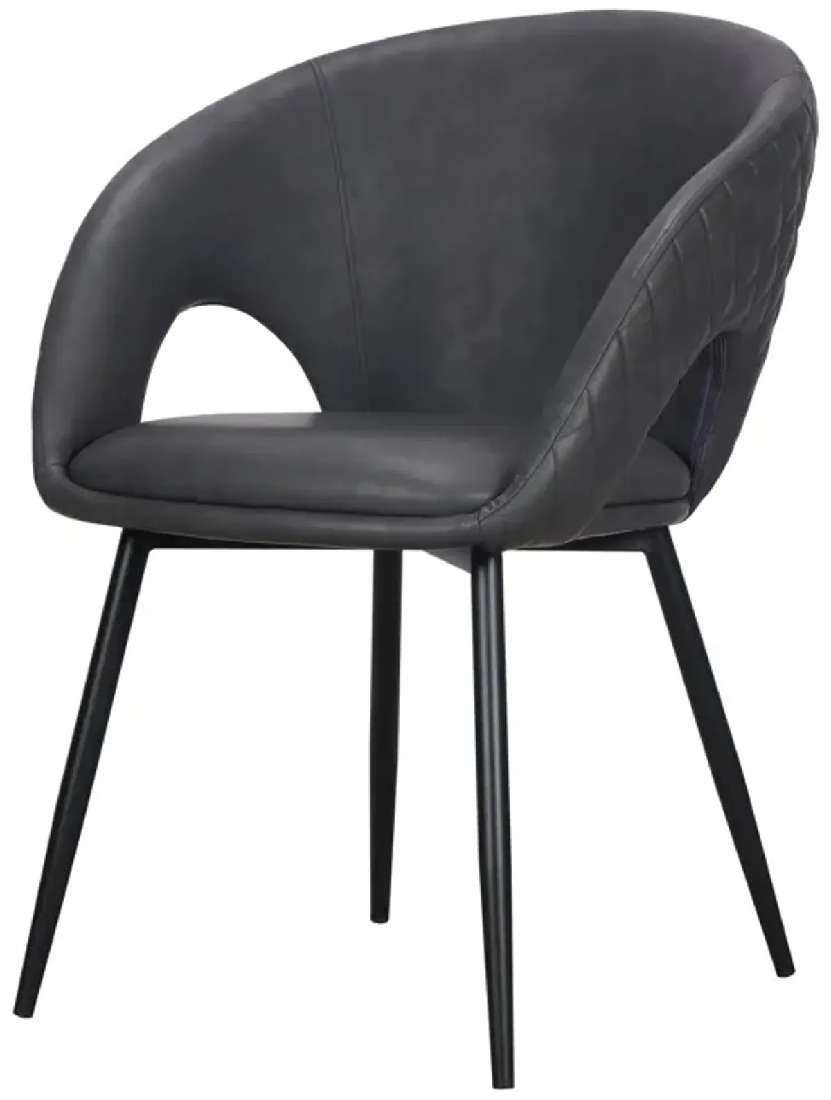 Dining Chair with PU Seat and Black Metal legs Set of 2