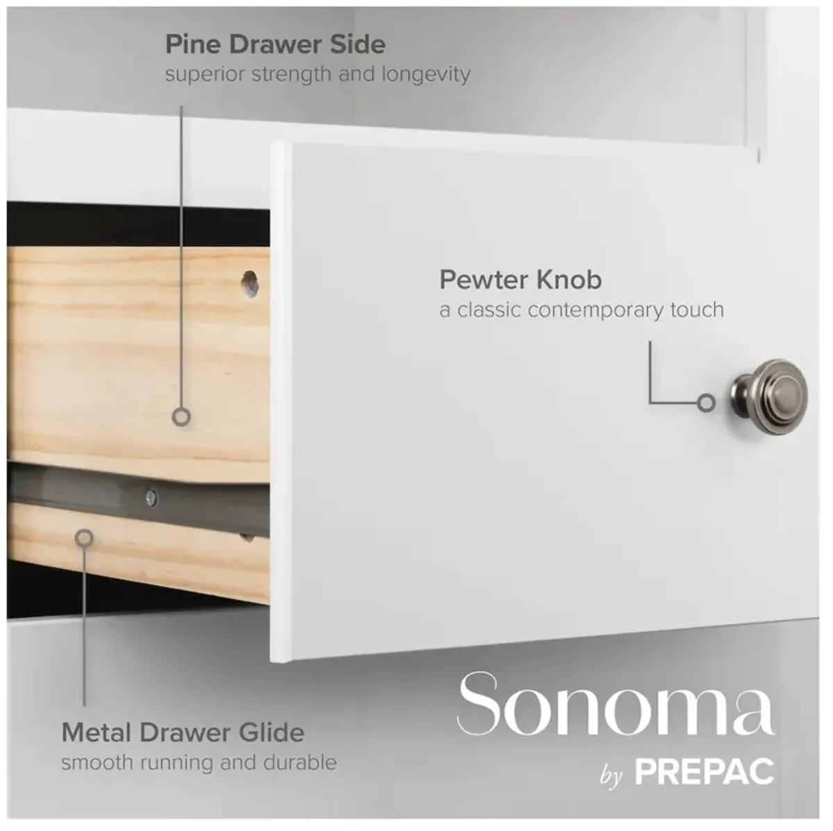 Prepac Monterey 5-Drawer Chest, White