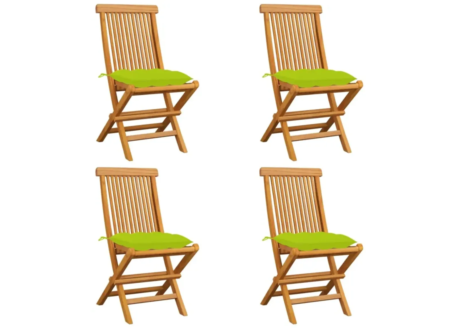 vidaXL Garden Chairs with Bright Green Cushions 4 pcs Solid Teak Wood