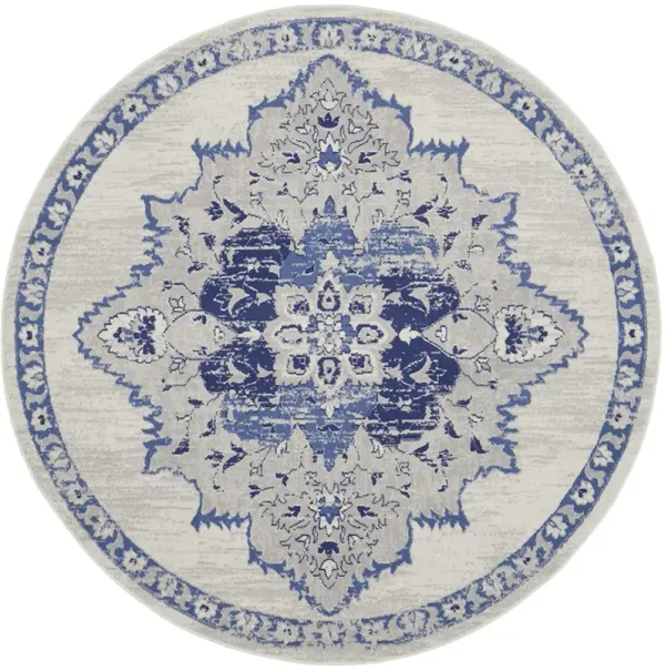 Whimsicle WHS14 Ivory/Blue 5' x Round Rug