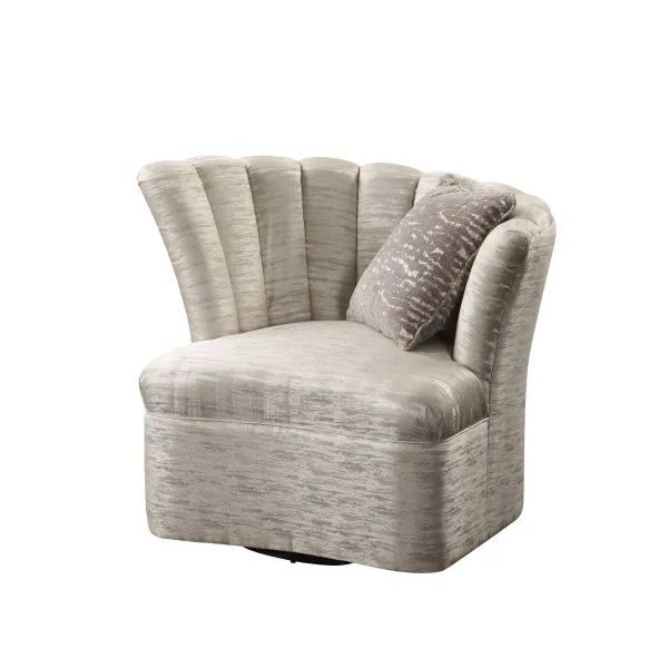 Athalia Swivel Chair w/1 Pillow, Shimmering Pearl