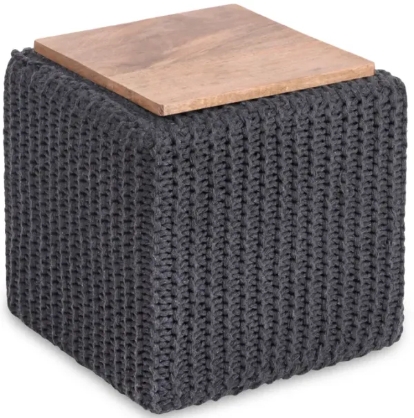 Loft Lyfe Joana Cotton Yarn 3-in-1 Pouf/Ottoman/End Table