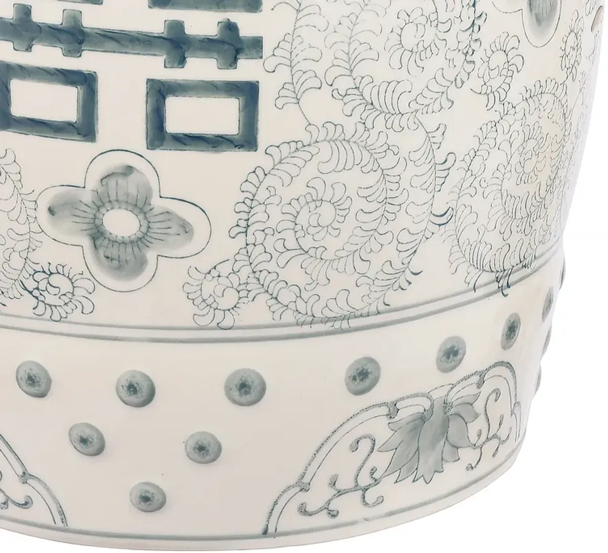 Double Happiness Chinoiserie Ceramic Drum Garden Stool