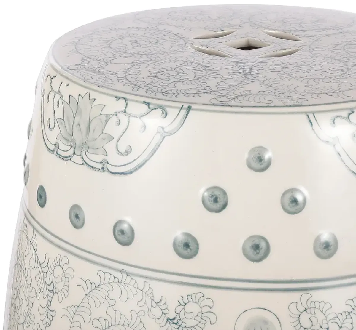 Double Happiness Chinoiserie Ceramic Drum Garden Stool