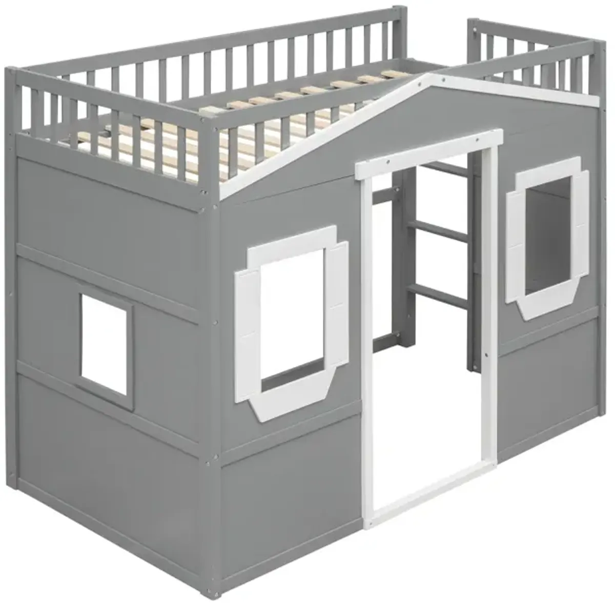 Twin Size House Loft Bed With Ladder And Frame