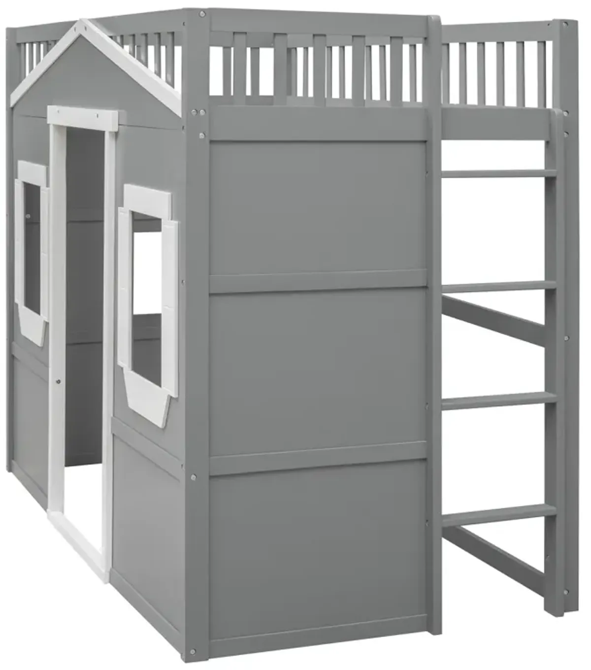 Twin Size House Loft Bed With Ladder And Frame