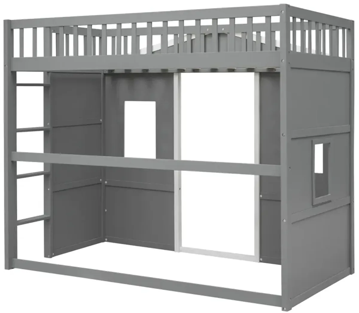 Twin Size House Loft Bed With Ladder And Frame