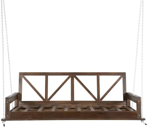 Merax Acacia Wood Twin Size Patio Porch Swing Hanging Bed