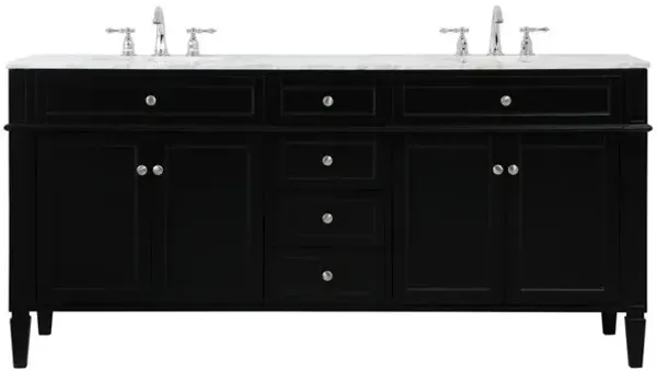 Elegant Kitchen and Bath 72 inch double bathroom vanity in black