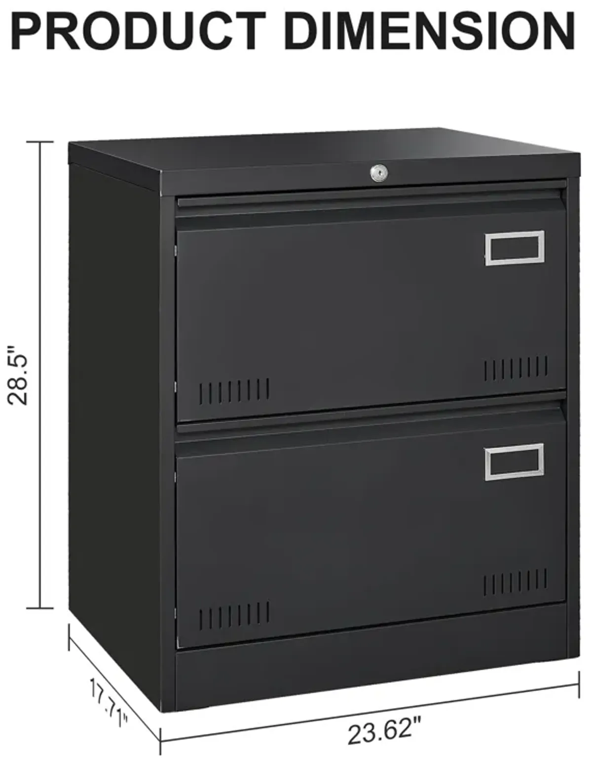 Filing Cabinet Lateral File Cabinet 2 Drawer, White Filing Cabinets with Lock, Locking Metal File Cabinets Three Drawer Office Cabinet for Legal/Letter/A4/F4 Home Offic