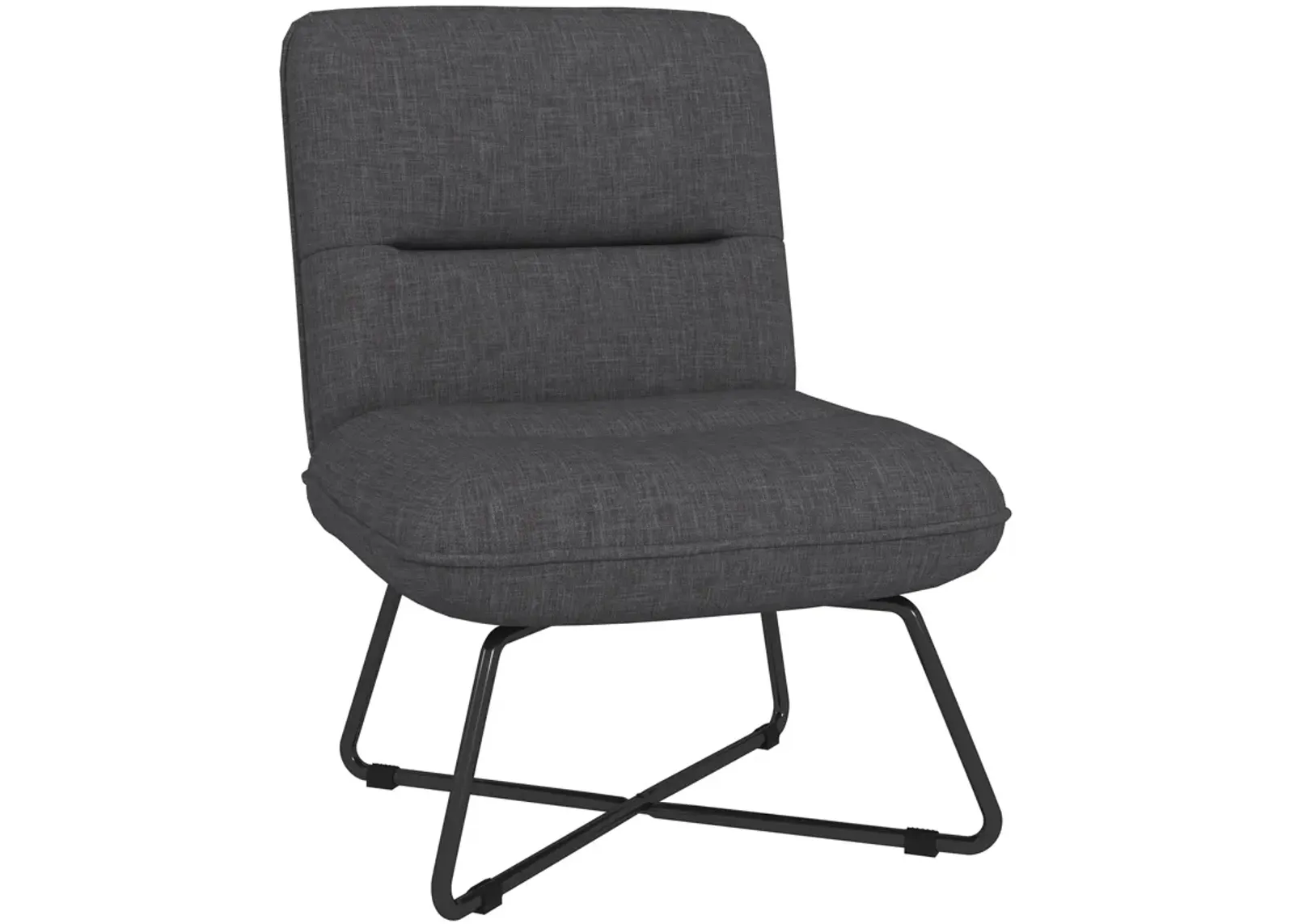 HOMCOM Armless Accent Chair, Upholstered Slipper Chair for Living Room with Crossed Steel Legs, Dark Gray