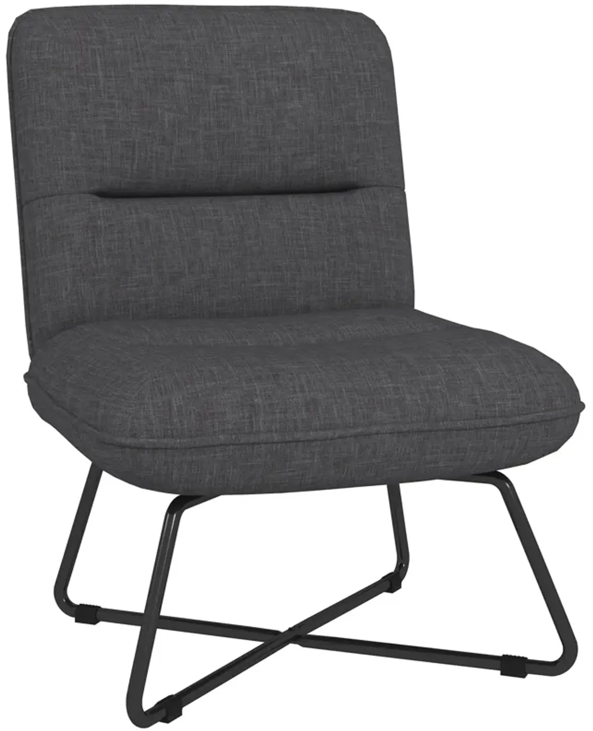 HOMCOM Armless Accent Chair, Upholstered Slipper Chair for Living Room with Crossed Steel Legs, Dark Gray