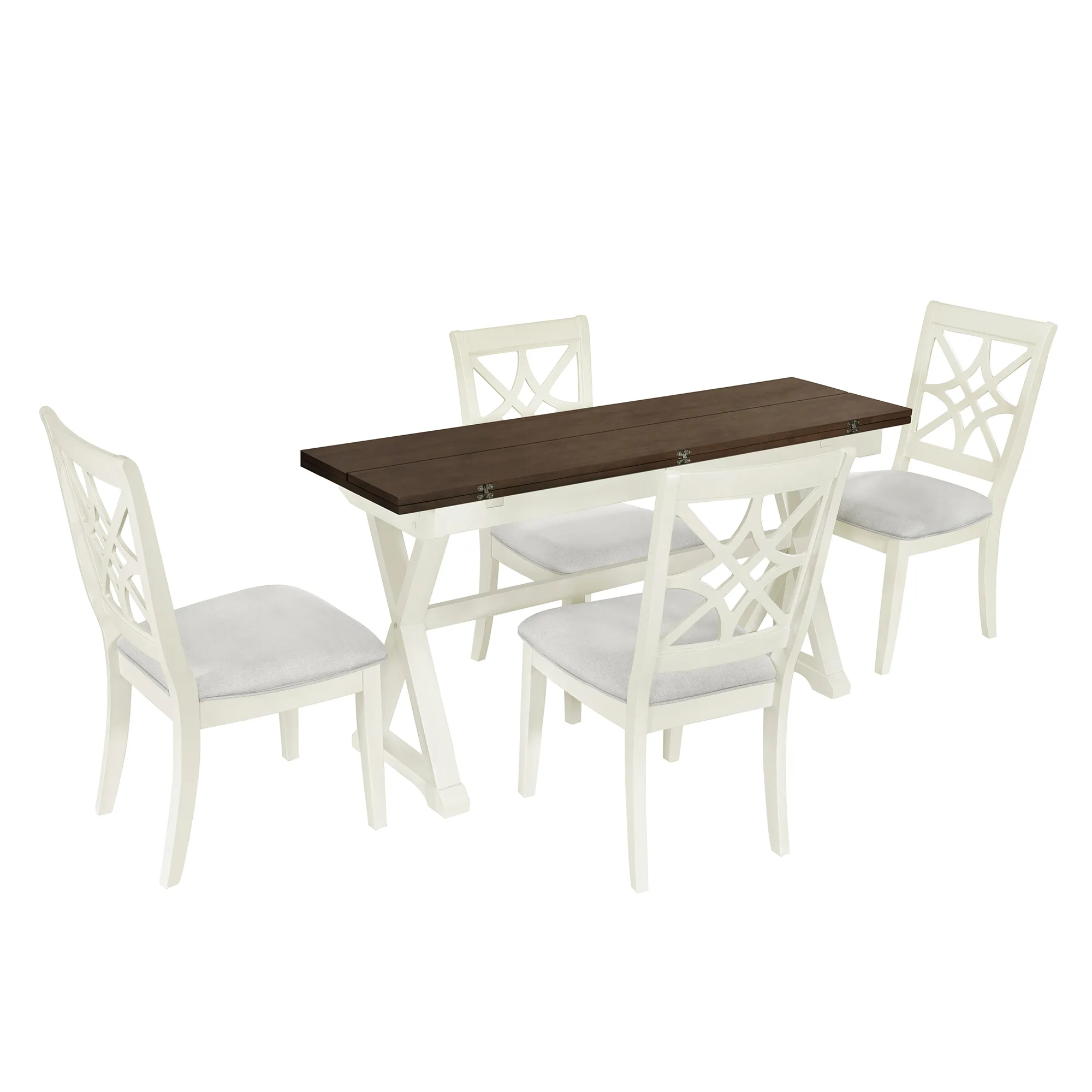 Merax Extendable Rubber Wood Dining Table Set