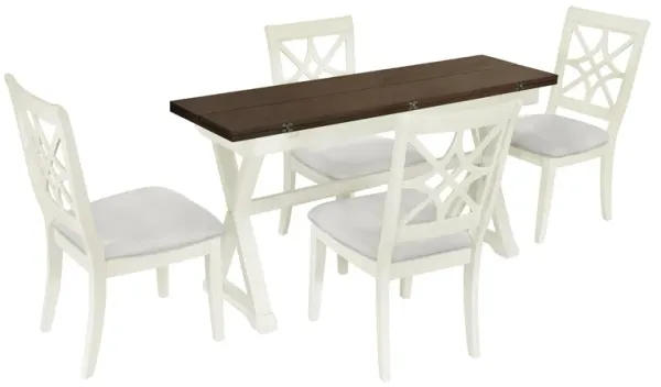Merax Extendable Rubber Wood Dining Table Set