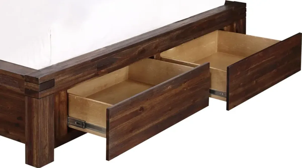 Meadow King-size Solid Wood Footboard Storage Bed in Brick Brown