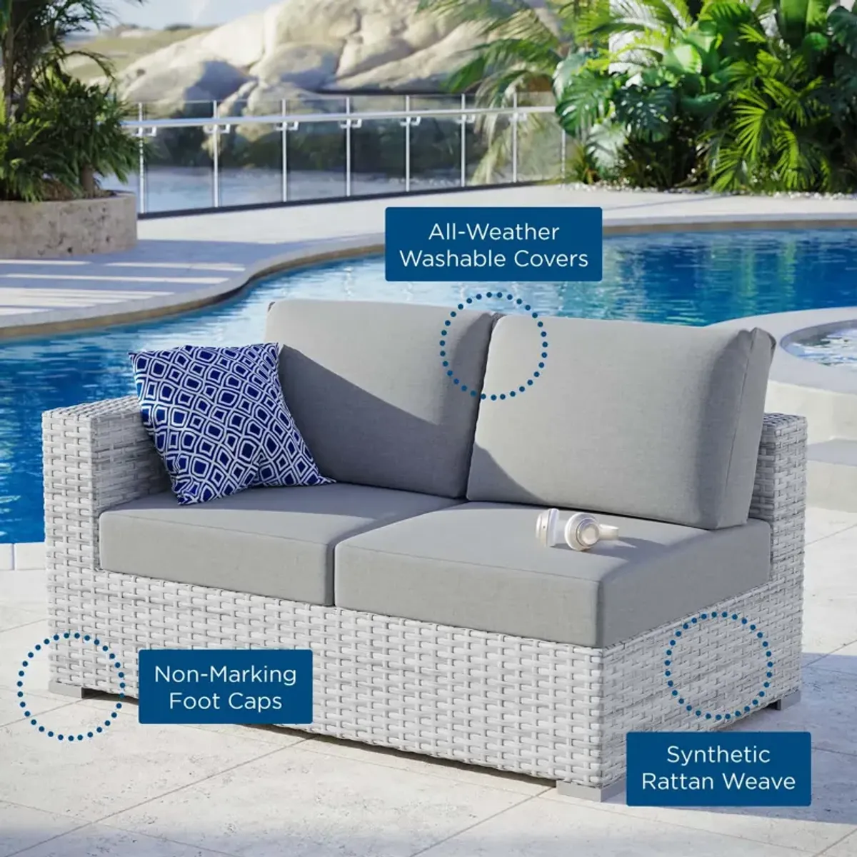 Modway - Convene Outdoor Patio Left-Arm Loveseat