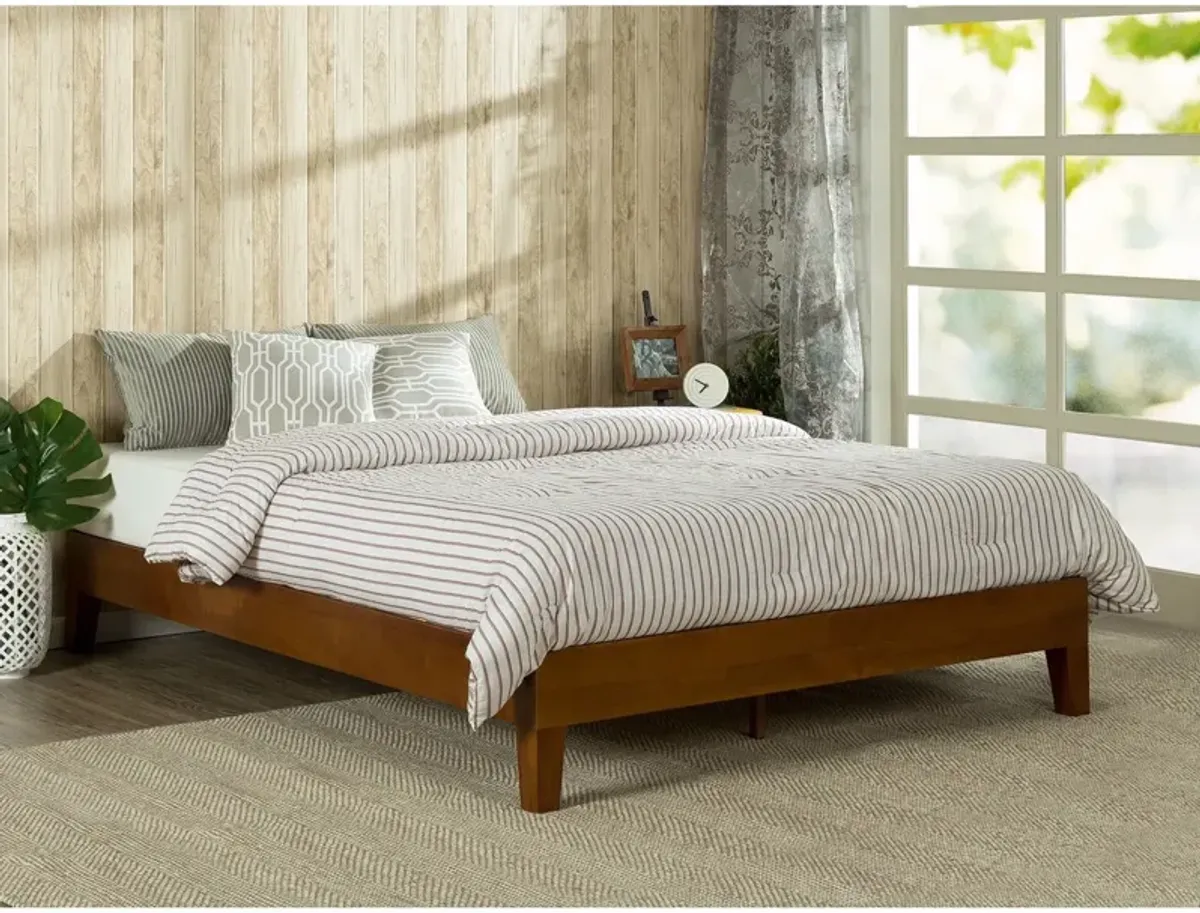 Hivvago Twin size Low Profile Wooden Platform Bed Frame in Cherry Finish