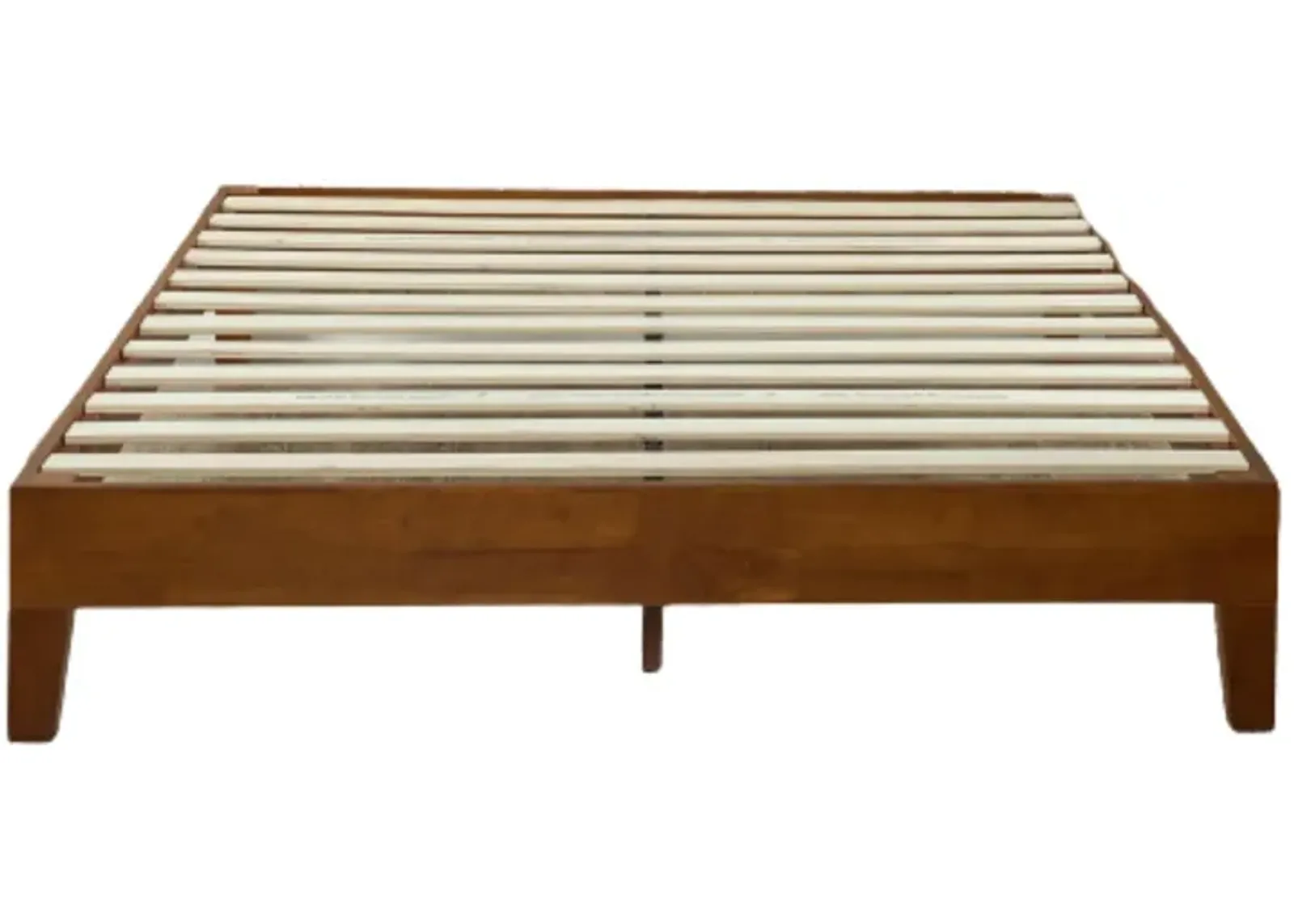 Hivvago Twin size Low Profile Wooden Platform Bed Frame in Cherry Finish