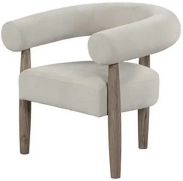 Zob 33 Inch Armchair, Wishbone Curved Cushioned Frame, Cream Beige, Taupe