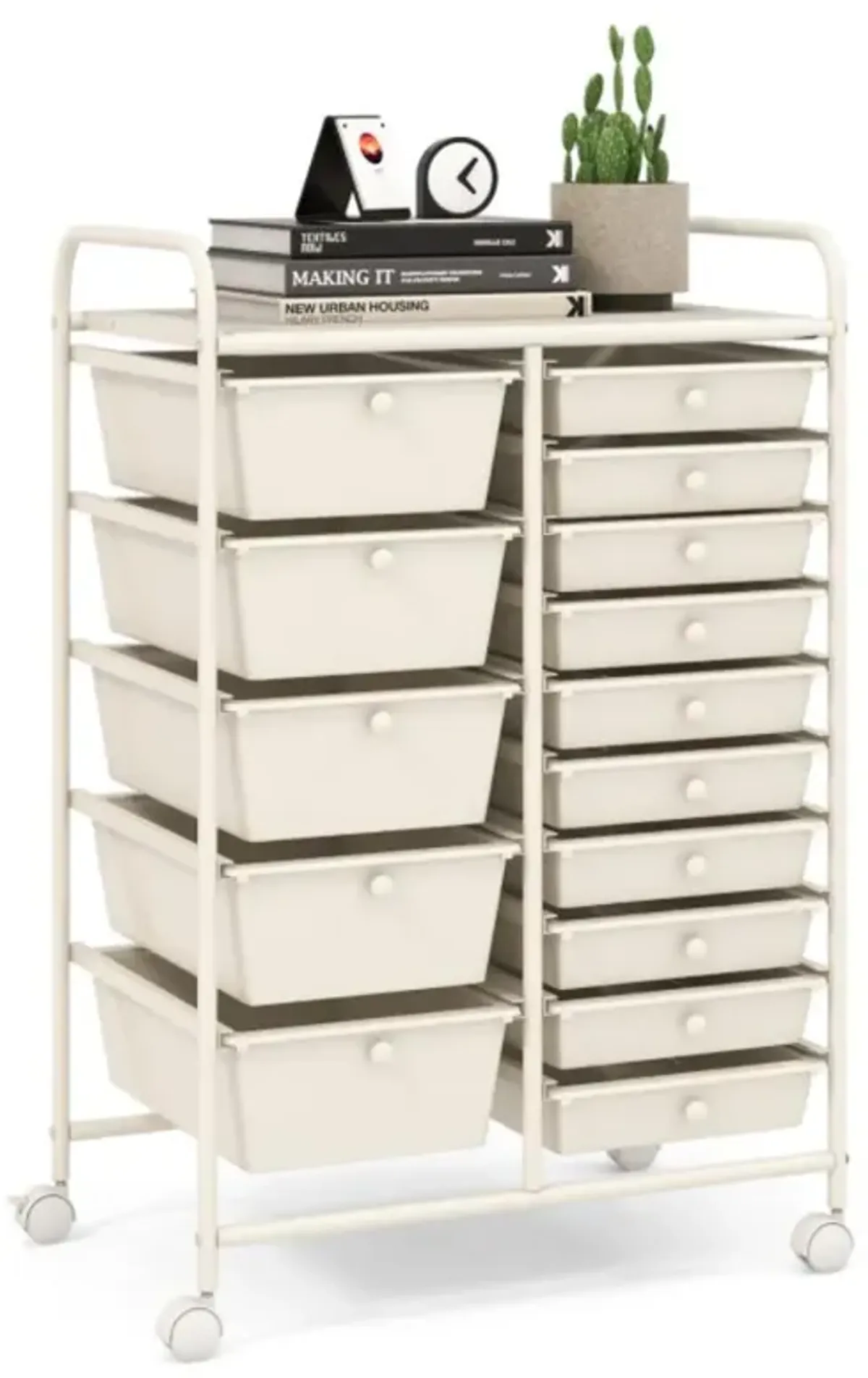 Hivvago 15-Drawer Utility Rolling Organizer Cart Multi-Use Storage