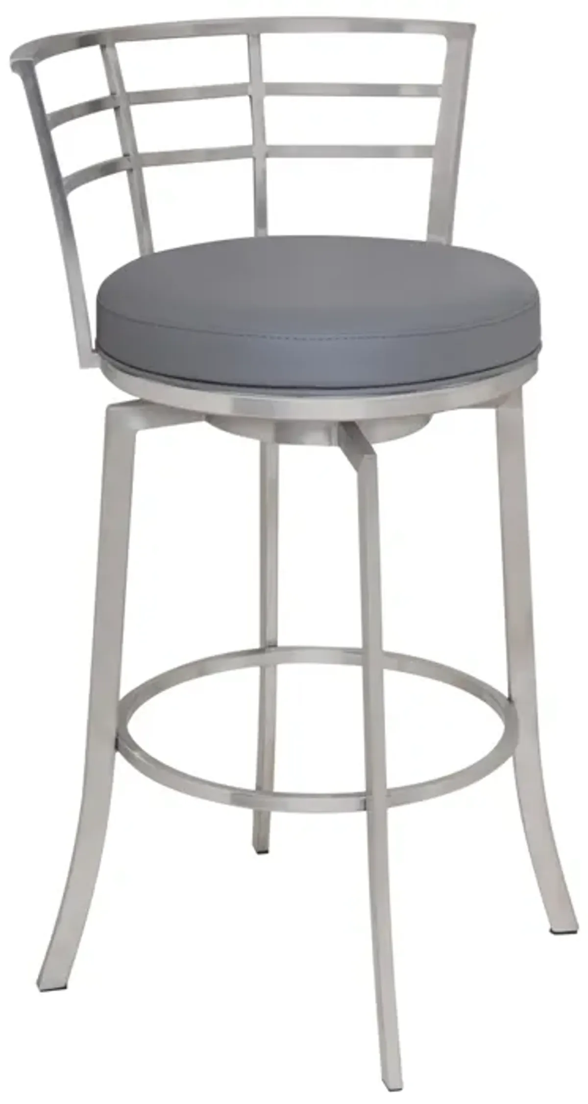 Viper  Counter Height Swivel Grey Faux Leather and Brushed Stainless Steel Bar Stool