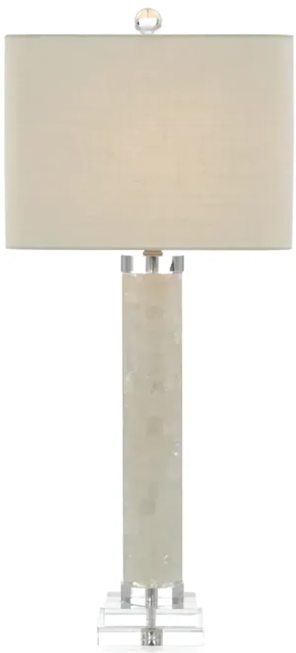 White Calcite and Quartz Table Lamp