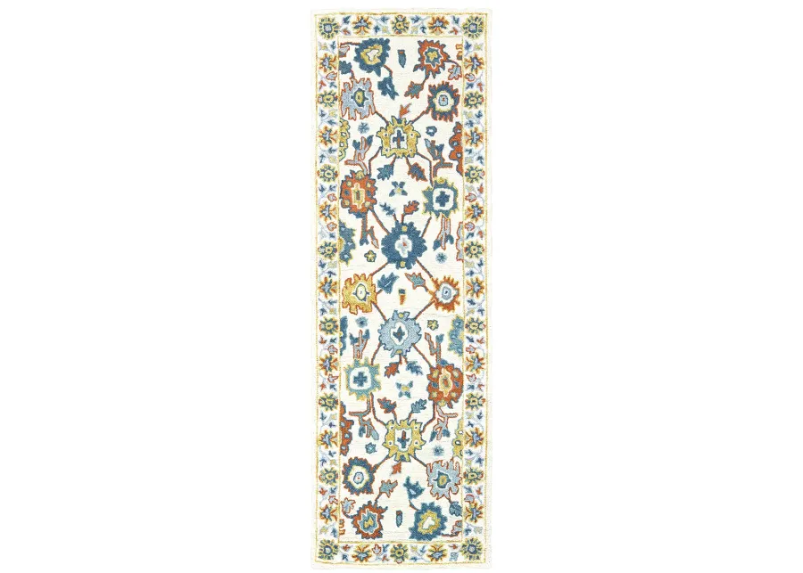 Zahra 2'6" x 8' Ivory Rug