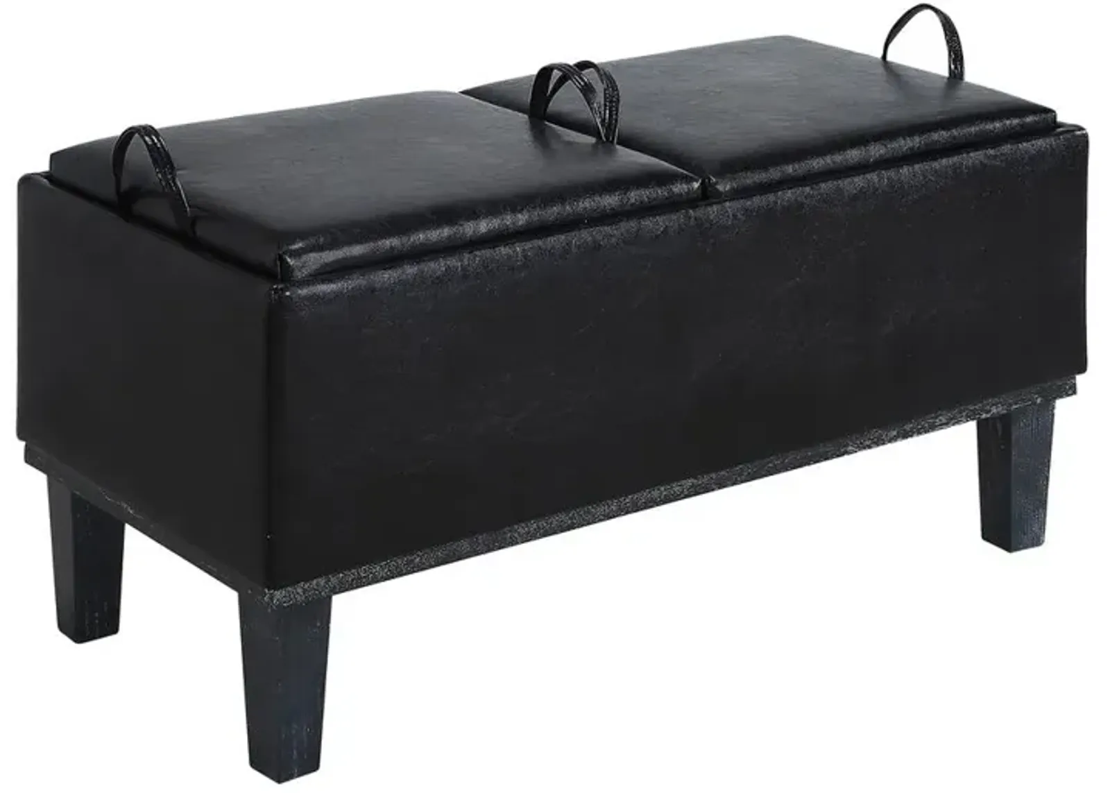 Convenience Concepts Designs4Comfort Brentwood Storage Ottoman with Reversible Trays, Black