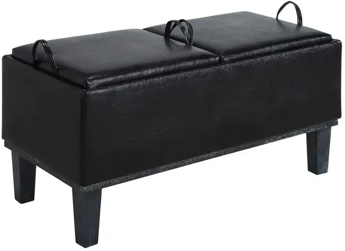 Convenience Concepts Designs4Comfort Brentwood Storage Ottoman with Reversible Trays, Black