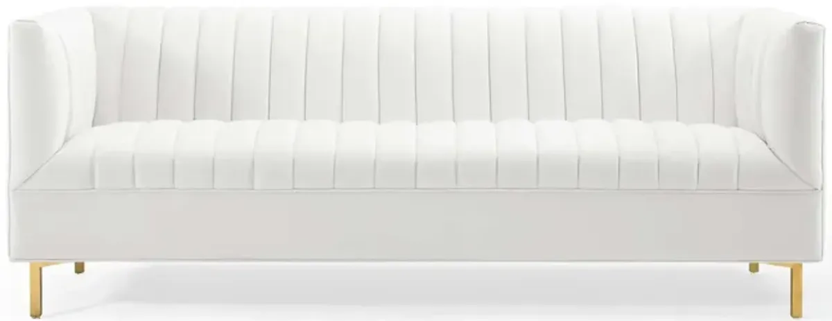 Shift Channel Tufted Performance Velvet Sofa