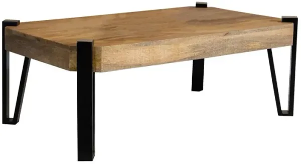 Winston Wooden Rectangular Top Coffee Table Natural and Matte Black
