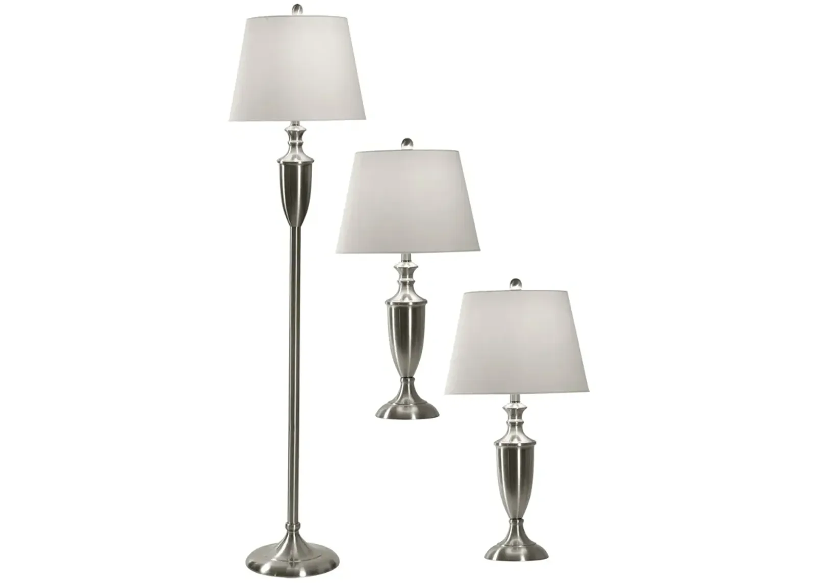 Brushed Steel 2Table 1Floor Lamp