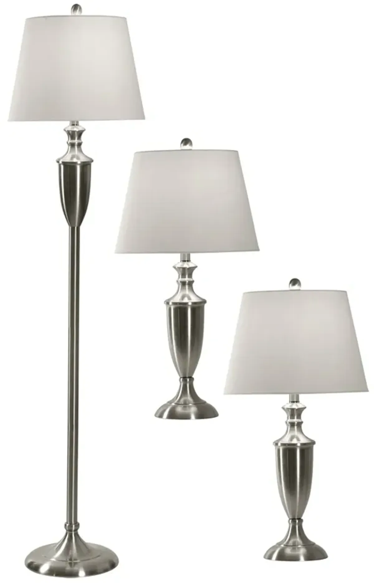 Brushed Steel 2Table 1Floor Lamp