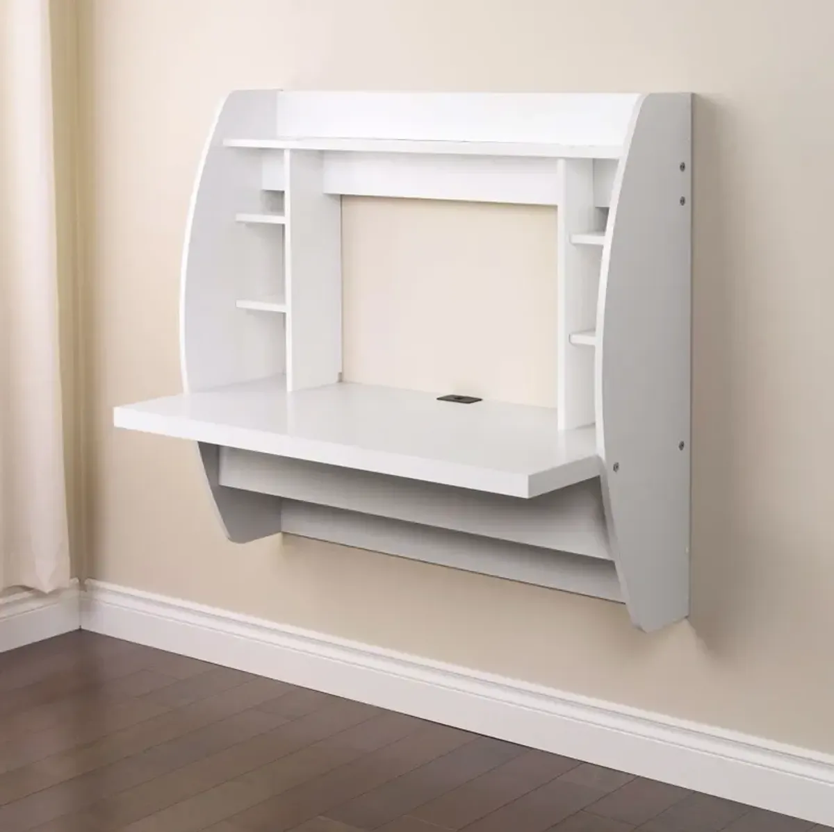 Hivvago White Wall-Mounted Modern Space Saving Laptop Computer Desk