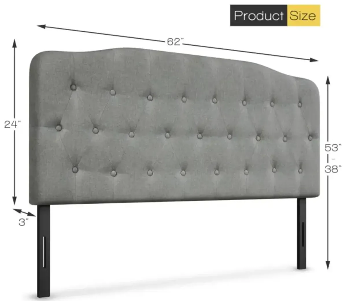 Hivvago Queen Upholstered Headboard with Adjustable Heights