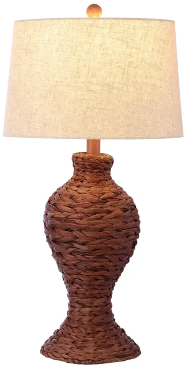 Elicia Coastal Cottage Water Hyacinth Weave LED Table Lamp