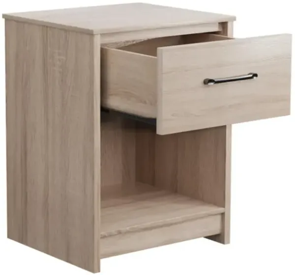 Hivvago Wooden Nightstand with Drawer and Open Storage Compartment