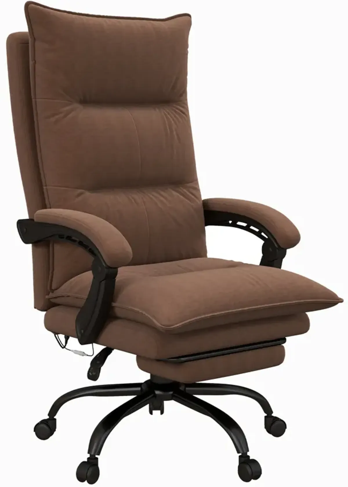 Cozy Brown Massage Recliner: 6 Vibration Points, Footrest, Padding