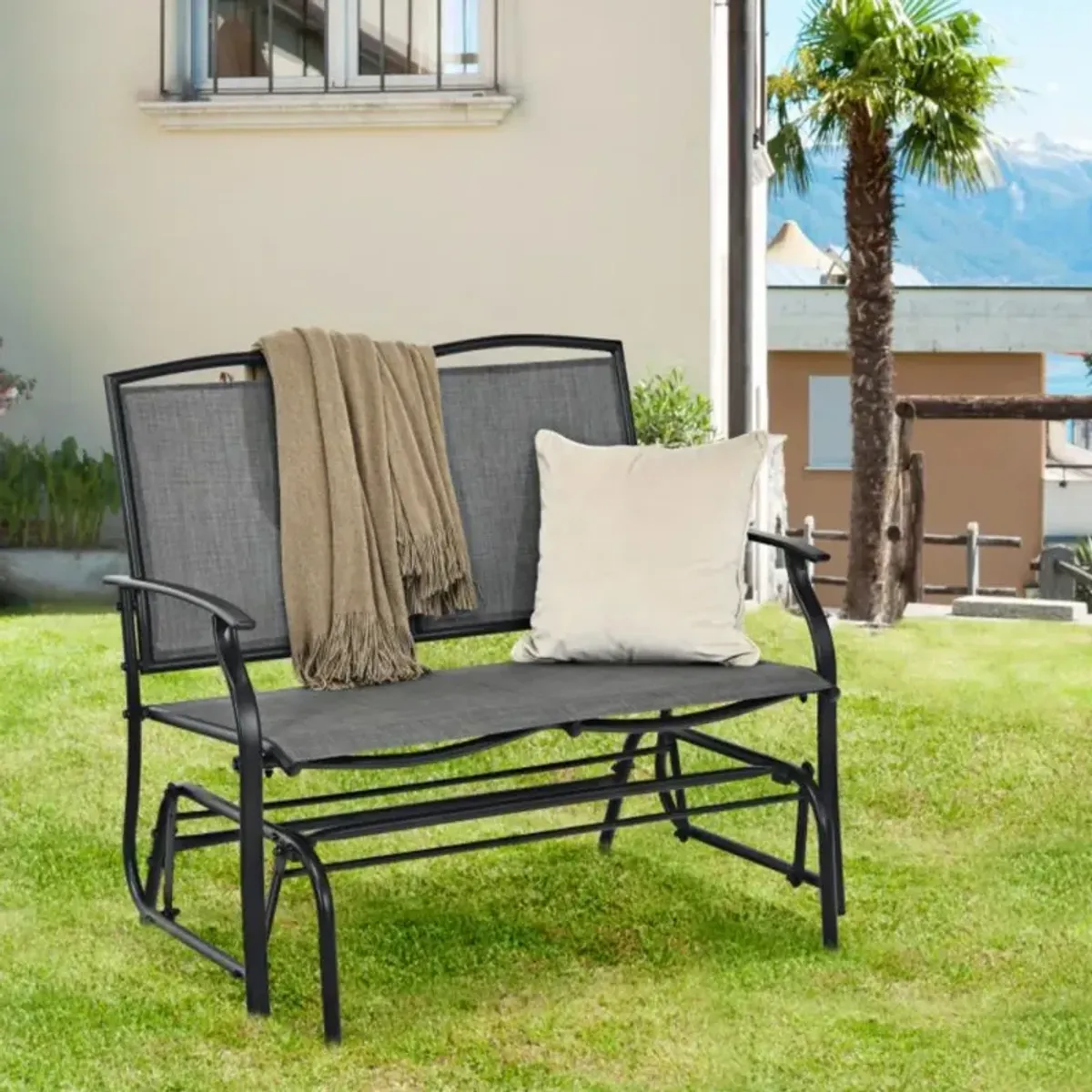 Hivvago Iron Patio Rocking Chair for Outdoor Backyard and Lawn